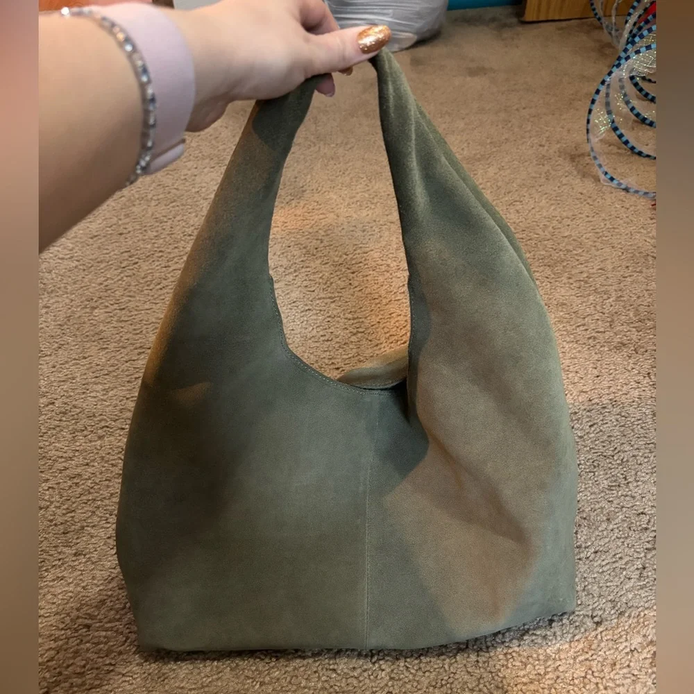 Genuine Leather Green Hobo Shoulder Bag - Picture 2 of 7